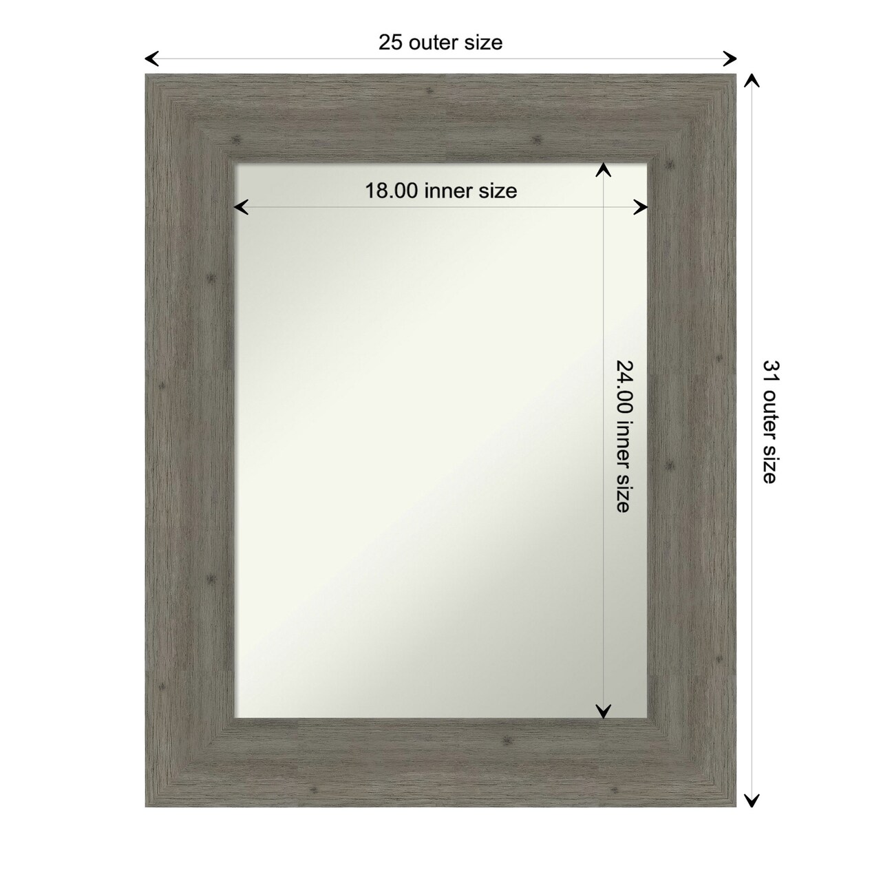 Amanti Art Non-Beveled Wood Wall Mirror, Fencepost Brown Frame